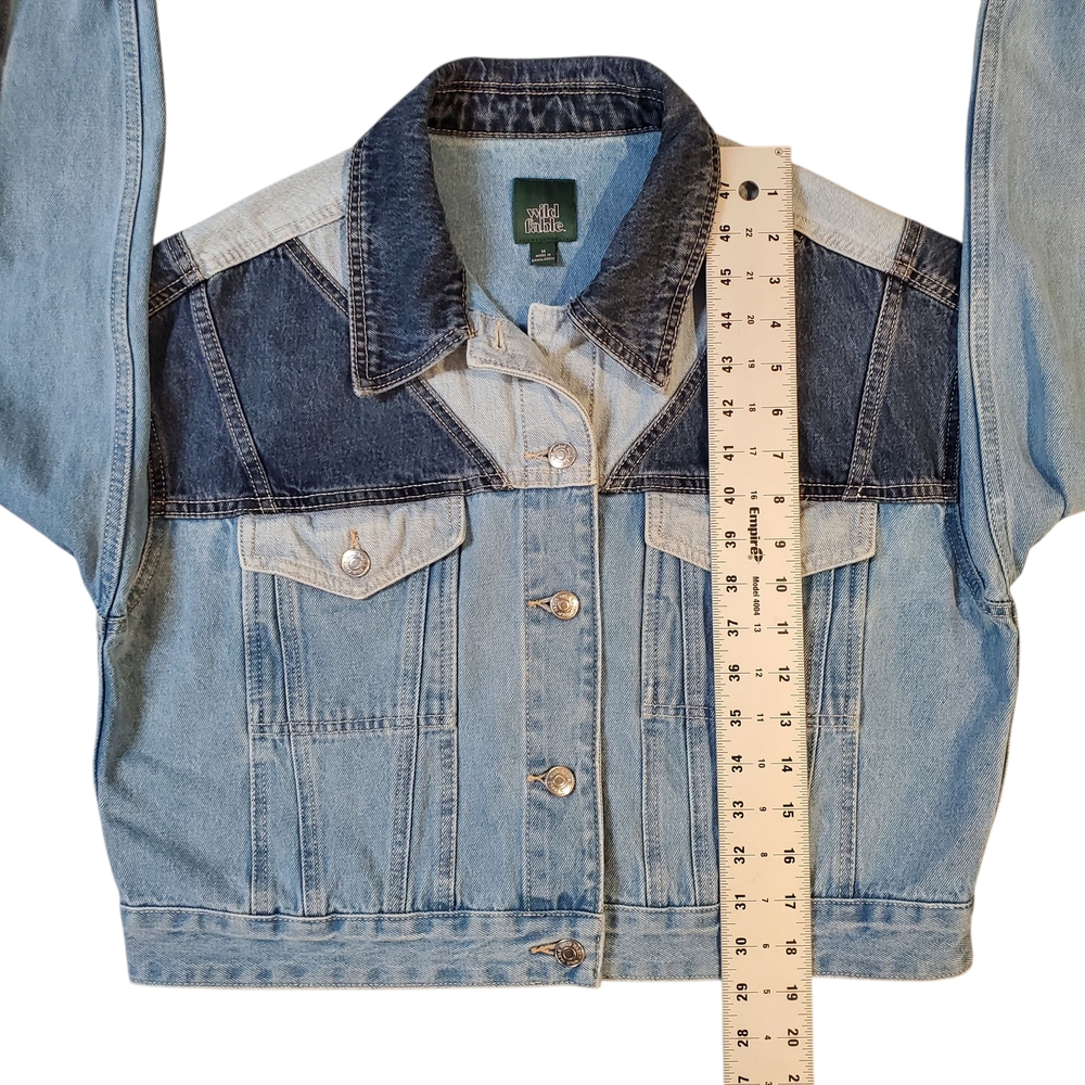 Wild Fable Jean Jacket Women's Size Medium Color Block Design Denim Trucker - Picture 7 of 9